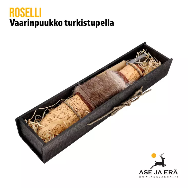 Roselli Vaarinpuukko Visa/turkistupella - yleiskuva lahjapakkaus - Puukot - 6430056850139 - 1