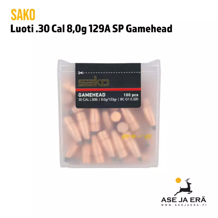 Sako Gamehead 129A .30 8g puolivaippaluoti - .30 luodit - 6438053165669 - 1