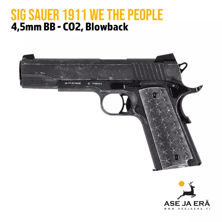 SIG Sauer 1911 We The People 4,5mm BB CO2 ilmapistooli, blowback - yleiskuva vasemmalta sivusta - BB kuula ilmapistoolit - 798681587889 - 1