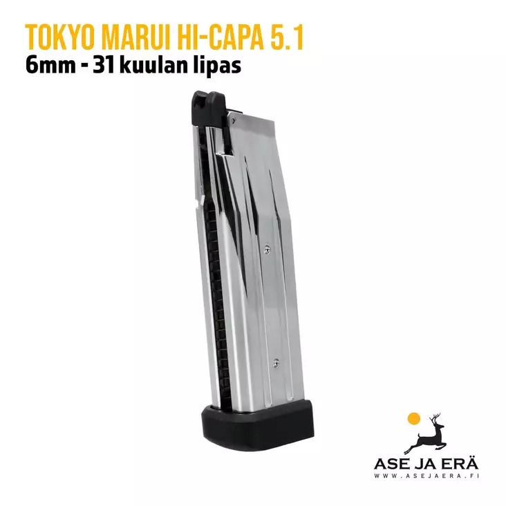 Tokyo Marui Hi-Capa 5.1 airsoft lipas 31 kuulan kapasiteetilla - Lippaat ja lippaanlataajat - 4952839149329 - 4