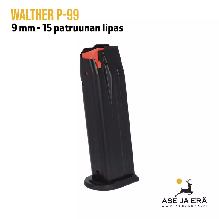Walther P-99 9mm lipas 15 patruunalle - yleiskuva etuviistosta - Pistoolien lippaat - 723364200519 - 1