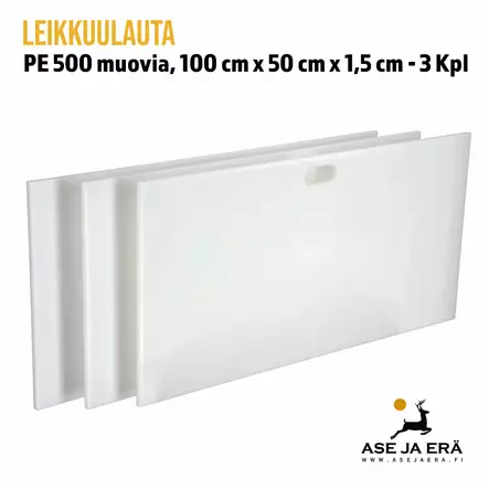 Leikkuulauta PE500 muovia valkoinen 100x50x1,5 cm, 3 kpl - Leikkuulaudat kahvat ylöspäin - Riistan valmistus - leipalauta - 2