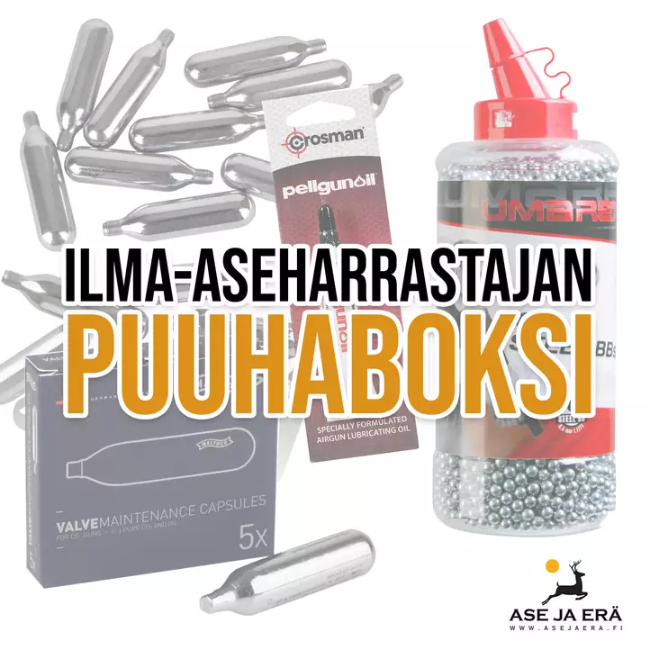 Ilma-aseharrastajan puuhaboksi - Co2 kaasupatruunat - co2puuhaboxi - 1