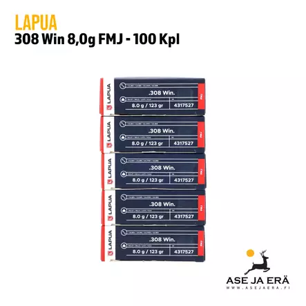 308 Lapua Trainer 8g FMJ 100kpl - 308 kaliiperi - 308LapuaTrainer - 1
