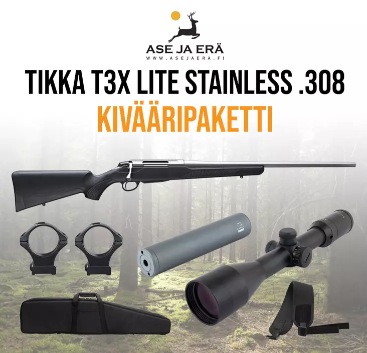 Tikka T3x Lite Stainless .308 Win kivääripaketti - Kivääripaketit - T3xLiteStain308pkt - 1